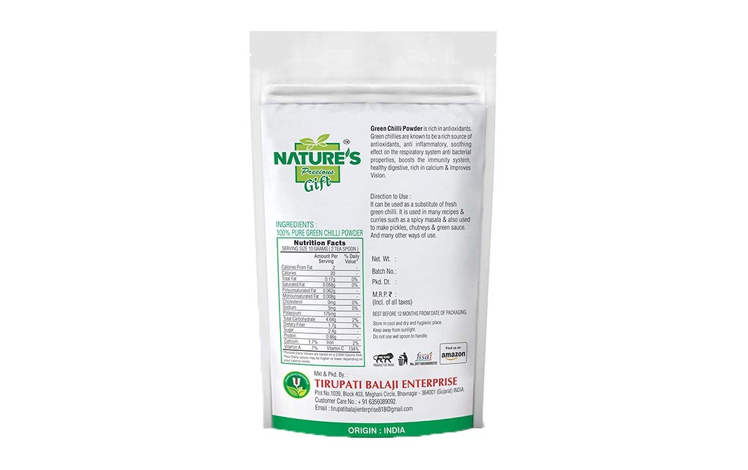 Nature's Gift Green Chilli Powder    Pack  400 grams